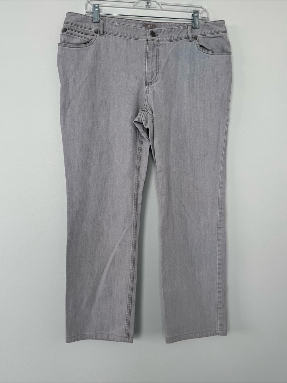 J. Jill Jeans Womens 16 Petite Light Grey Slim Leg Stretch Denim Casual Indie